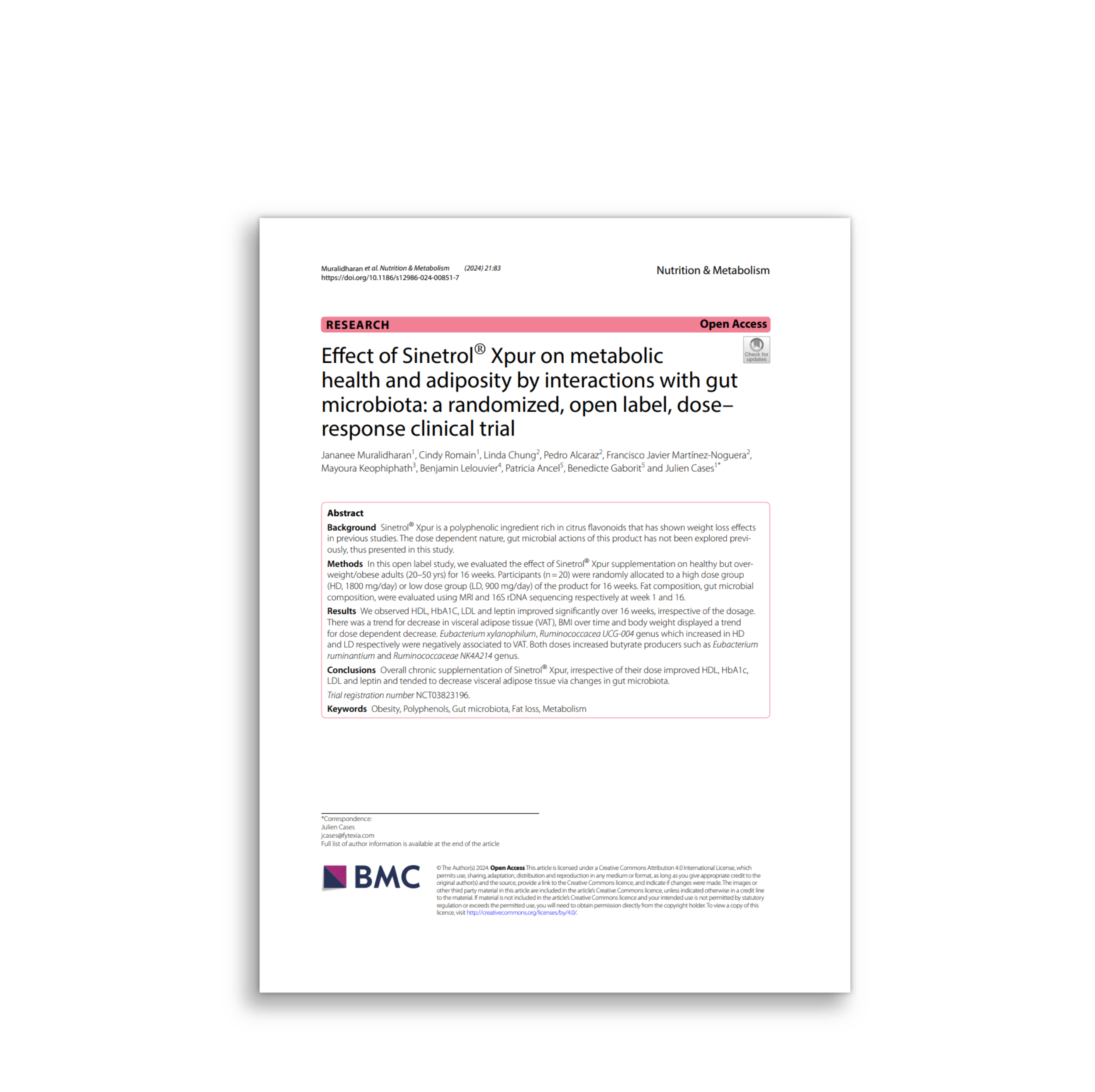 Sinetrol<sup>®</sup> - New publication Open label 2024